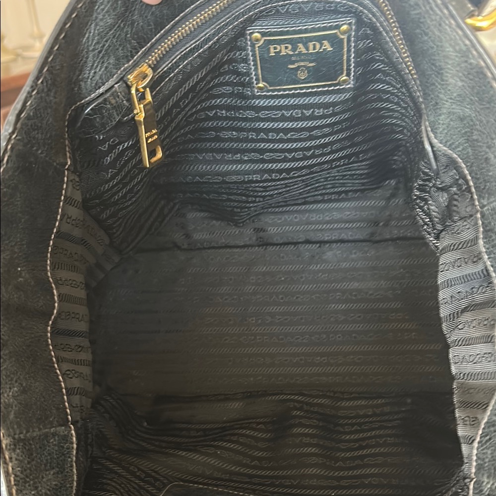 Prada Black Leather Tote with Gold Hardware Accents - Picture 16 of 17